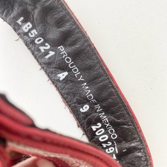 Lane Boots LEXINGTON Womens Red Wedges 9 Western Sandals Cowgirl Wooden Heels - Picture 9 of 11